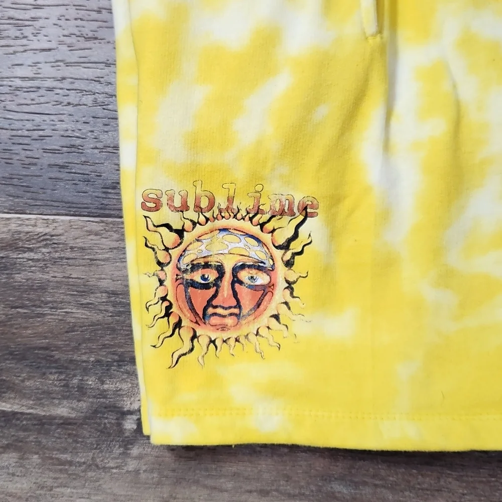 SUBLIME YELLOW TIE DYE SWEATPANT SHORTS SIZE LARGE